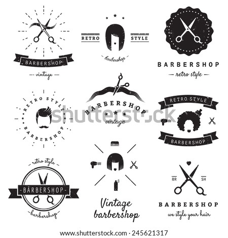 Barbershop Hair Salon Logo Vintage Vector Stock Vector 