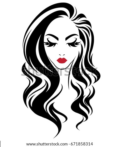 Illustration Women Long Hair Style Icon Stock Vector 671858314 ...