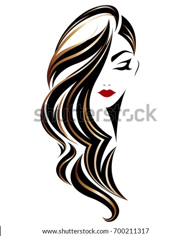 stock vector illustration of woman long hair style icon logo woman on white background vector 700211317