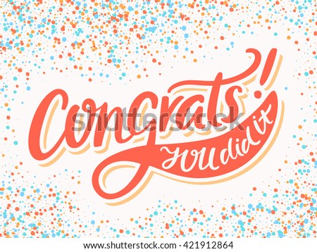 Congratulations Card Congrats You Did It Stock Vector 421912864 ...