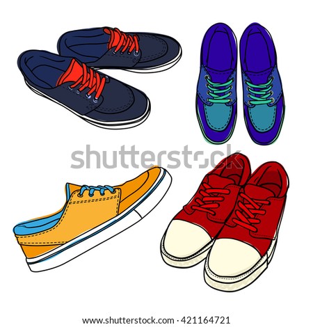 Set Different Cartoon Shoes Vector Illustration Stock Vector 115956193 ...