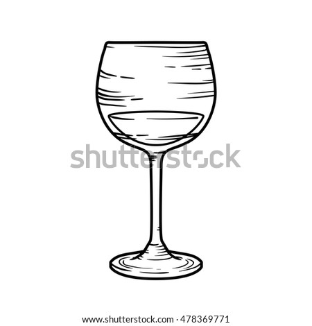 Wine Glass Illustration Drawing Engraving Ink Stock Vector 598831199