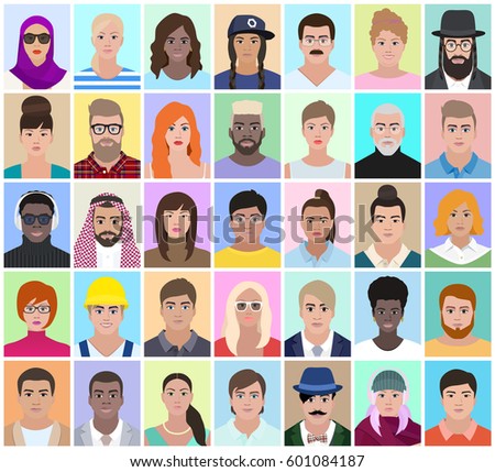 Portraits Different People Profession Nationality Vector 