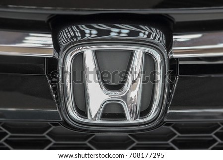 Serbia; Belgrade; April 2, 2017; The close up of Honda logo; The 53rd International Motor Show in Belgrade from March 24th to April 2nd, 2017.