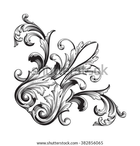 vintage baroque floral scroll foliage ornament stock vintage baroque floral scroll foliage ornament stock