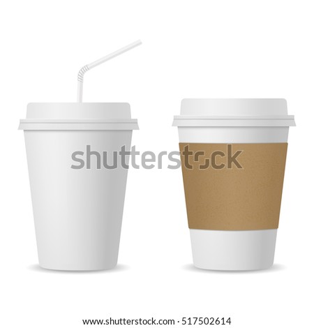 Download Realistic Coffee Cup Paper Cup Straw 스톡 벡터 517502614 ...