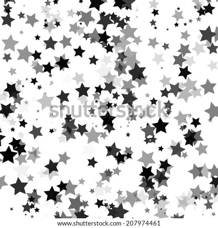 Abstract black and white stars background - stock photo