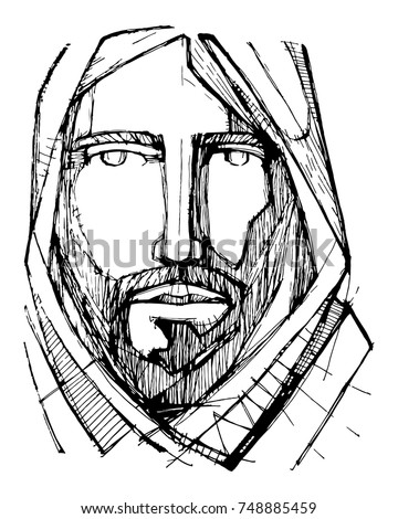 Hand Drawn Vector Illustration Drawing Jesus Image Vectorielle