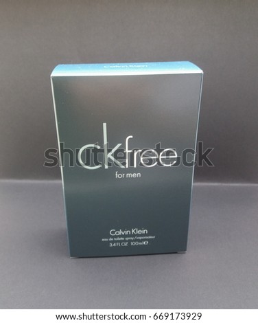 PARIS, FRANCE - CIRCA MAY 2017: Calvin Klein Free for men eau de toilette, one of the evergreen bestselling perfumes worldwide
