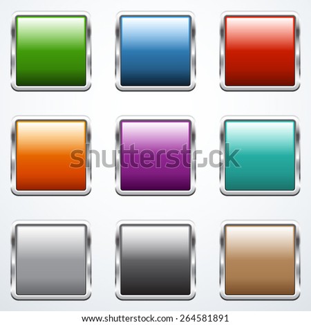 Grey Blank Square Metal Button Design Stock Vector 290757569 - Shutterstock