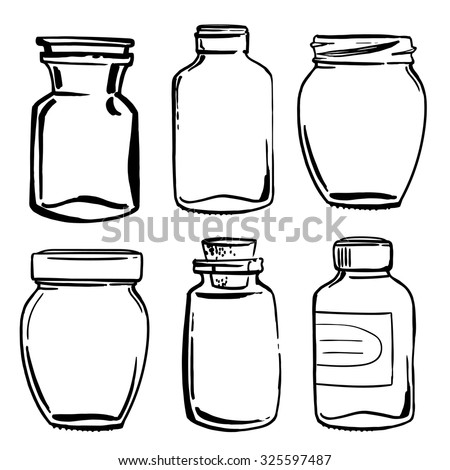 Set Jars Painted Black Line On Stock Vector 325597487 - Shutterstock