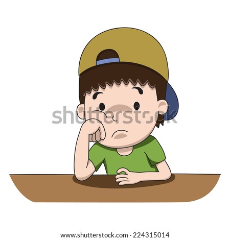 Bored Cartoon Character Vector Illustrator Stock Vector 224315014