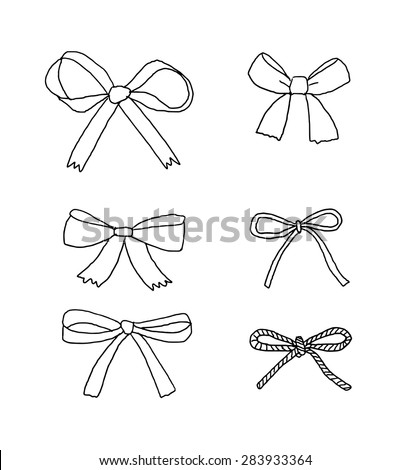 Set Vintage Bows Hand Drawn Stock Vector 283933364 - Shutterstock
