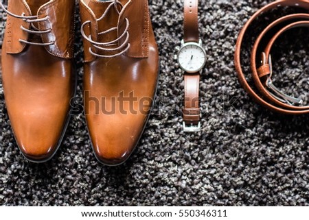 Men's Classic Shoes, Belt and Watch