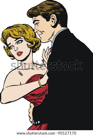 Couples Retrostyle Illustration Stock Vector 46665427 - Shutterstock