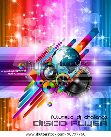 Poster Background For Music International Disco Event With Rainbow Colours Abstract Design Elements And A Poster Background For Music International Disco Event With Rainbow Colours Abstract Design Elements And A