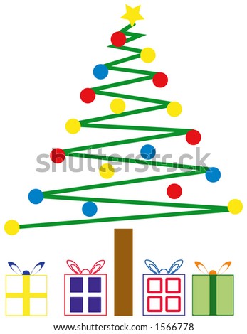 Cartoon Christmas Tree Presents Stock Photo (Edit Now) 1566778