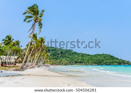 Phu Quoc Island, Kien Giang, Vietnam 11 March 2016: beautiful lanscapes of beach near a home stay in SAO Beach in Phu Quoc Island, foreign tourist