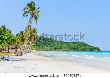 Phu Quoc Island, Kien Giang, Vietnam 11 March 2016: beautiful lanscapes of beach near a home stay in SAO Beach in Phu Quoc Island, foreign tourist