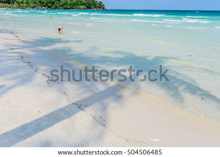 Phu Quoc Island, Kien Giang, Vietnam 11 March 2016: beautiful lanscapes of beach near a home stay in SAO Beach in Phu Quoc Island, foreign tourist