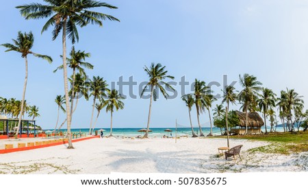 Phu Quoc Island, Kien Giang, Vietnam 11 March 2016: beautiful lanscapes of beach in a home stay in SAO Beach in Phu Quoc Island, foreign tourist