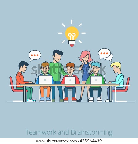 stock vector flat style idea brainstorming creative team concept infographics illustration stock vector flat style idea brainstorming creative team concept infographics illustration