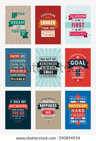 set inspirational motivational quotes typographic posters stock motivational flyers