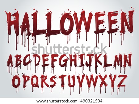 Halloween Splash Alphabetset Various Blood Paint Stock Vector 490321504 ...