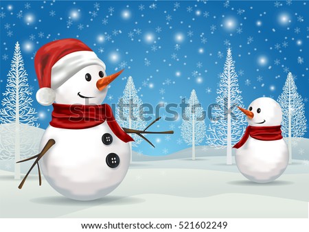 Christmas Greeting Card with snowman.-Vector illustration.