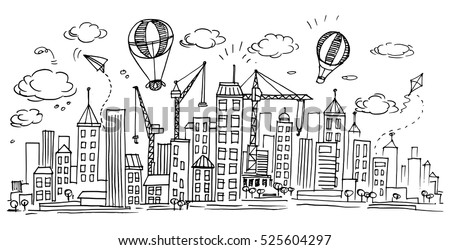 Hand Drawn City Sketch Your Designdrawn Stock Vector 525604297 