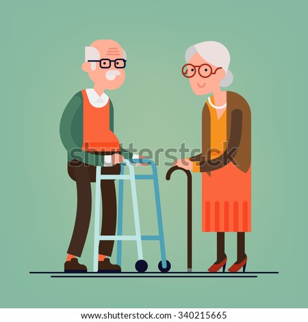 Retired Elderly Senior Age Couple Creative Stock Vector 340215665 ...