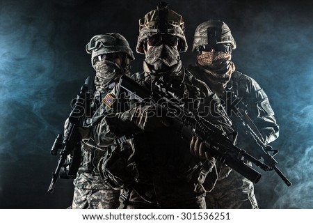 United States paratroopers airborne infantry in the smoke