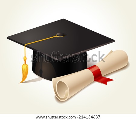 Graduation Cap Diploma Vector Illustration Stock Vector 214134637