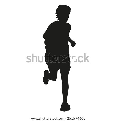 Running boy vector silhouette - stock vector