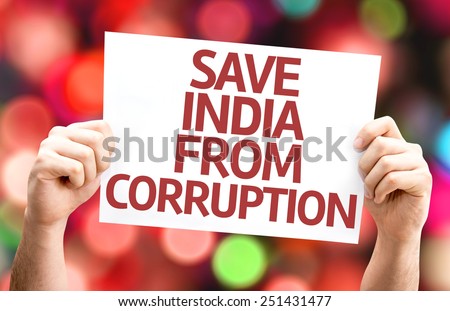 Save India From Corruption card with bokeh background