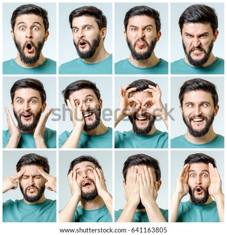 Young Man Multiple Face Expressions Stock Photo 224935213 - Shutterstock