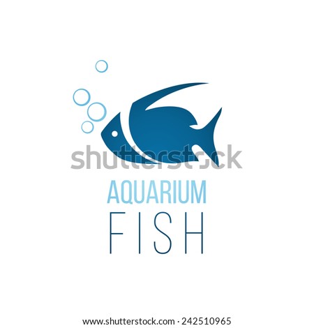 Aquarium fish logo template over white background