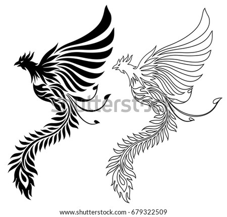 Drawing Sketch Style Illustration Phoenix Rising Stock Vector 605297636 ...