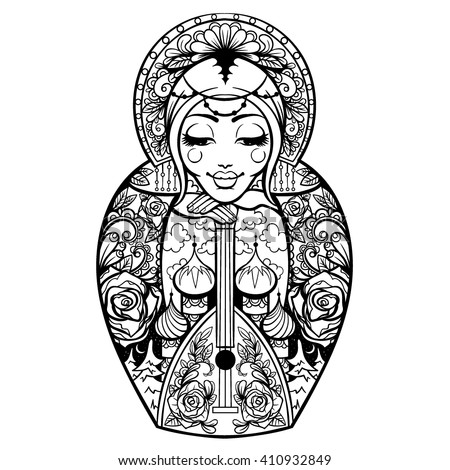 Rdtbawc44 Russian Doll Tattoo Black And White Clipart Yespress