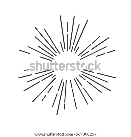 Sun Rays Hand Drawn Linear Drawing Stock Vector (Royalty Free