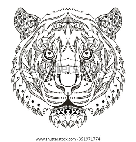 Tiger Head Zentangle Stylized Vector Illustration Stock ...