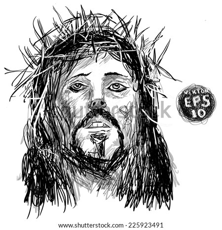 Sketch Jesus Christ Pen Hands Drawing Stock Vector 225923491 - Shutterstock