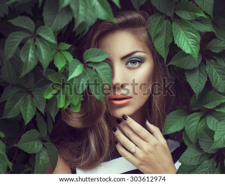 .y Beauty Girl Coral Lips Provocative Stock Photo 