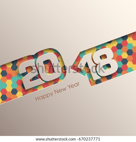 Happy new year 2018 Text Design vector.