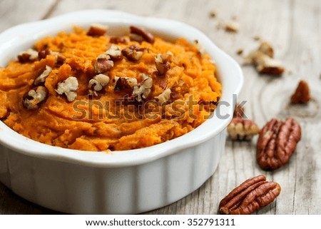 Mashed Sweet Potatoes with Pecans