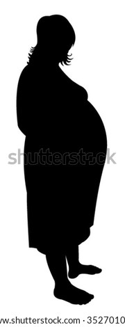 Vector Illustration Silhouette Pregnant Woman Stock Vector (Royalty