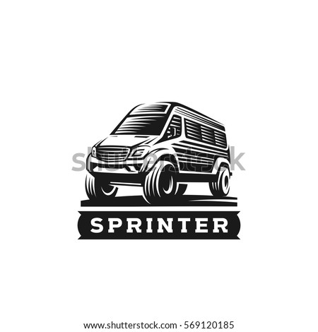 The Car Sprinter adventure monochrome vector