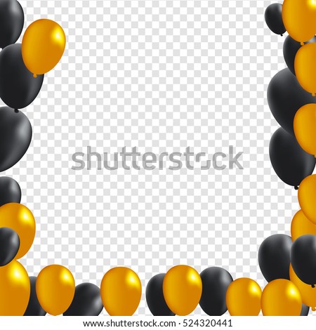 Balloons On Transparent Background Gold Black Stock Vector 426061681