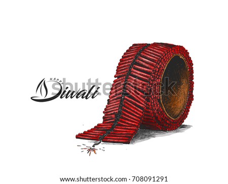 Diwali crackers,Hand Drawn Sketch Vector illustration.