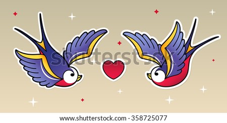 old tattoo swallows sparrow birds stock vector 358725077 old tattoo swallows sparrow birds stock vector 358725077